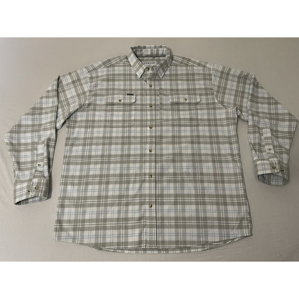 Poncho Outdoors "The Pearl Cat" Flannel Shirt Men's XL Reg Fit Magnetic Pockets